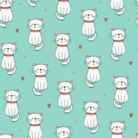 gatti senza soluzione di continuità modello. mano disegnato bianca gatti su leggero blu sfondo per sfondo, animale domestico negozio arredamento, tessile stampe, involucro carta, eccetera. eps 10 vettore