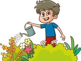 vettore illustrazione di bambini fare vario lavori domestici. carino bambini irrigazione il fiori