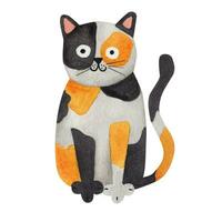 tricolore gatto, divertente gatto. acquerello illustrazione su bianca sfondo vettore