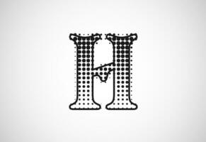 lettera h logo nel mezzitoni puntini stile, tratteggiata forma logotipo vettore design.