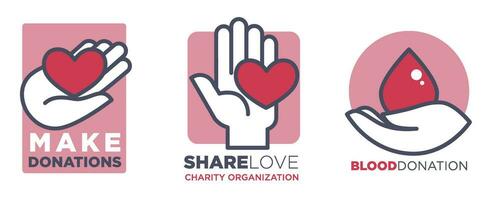 rendere donazione e Condividere amore, beneficenza il volontariato vettore