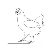 linee continue pollo stile minimalista logo illustrazione vettore