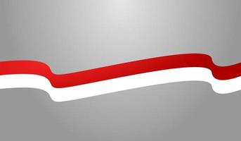 elemento dell'onda del nastro della bandiera dell'indonesia rosso bianco vettore