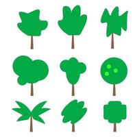 illustrazione piana stabilita dell'icona dell'albero verde vettore