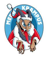 buio krampus con Santa costume. divertente Natale cartone animato illustrazione. vettore