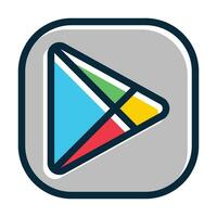 Play Store vettore di spessore linea pieno buio colori