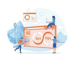 devops concetto minuscolo programmatori pratica sviluppo e Software . piatto vettore moderno illustrazione