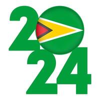 contento nuovo anno 2024 bandiera con Guyana bandiera dentro. vettore illustrazione.