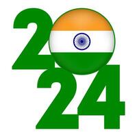 contento nuovo anno 2024 bandiera con India bandiera dentro. vettore illustrazione.