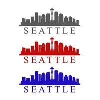 skyline di Seattle illustrato su sfondo bianco vettore