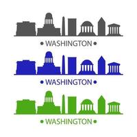 skyline di Washington illustrato su sfondo bianco vettore