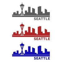 skyline di Seattle illustrato su sfondo bianco vettore