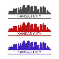 skyline di Kansas City illustrato su sfondo bianco vettore