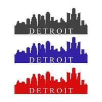 skyline di Detroit illustrato su sfondo bianco vettore