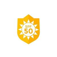 uv, protezione solare spf 50 icona su bianco vettore