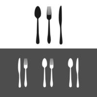 set silhouette cucchiaio, forchetta e coltello da cucina vettore