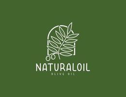 modello di progettazione del logo di olio d'oliva naturale e foglie vettore