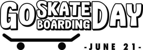 vai al banner del giorno dello skateboarding in stile bianco e nero vettore