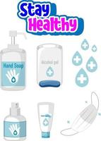 mantieni il design dei caratteri in salute con i prodotti igienizzanti per le mani vettore