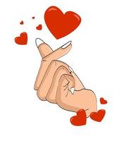 immagine vettoriale illustrazione mano simbolo ti amo dito cuore