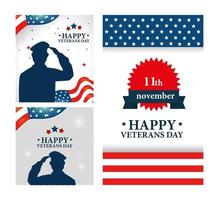 set di poster del giorno dei veterani con decorazioni vettore