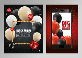 set poster del black friday e decorazione vettore