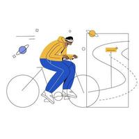 bicicletta con illustrazione piatta vr vettore