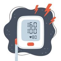 tonometro medico e pressione alta. rischio di ipertensione. vettore