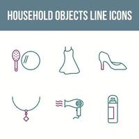 set di icone vettoriali di oggetti domestici unici