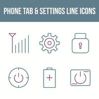 set di icone vettoriali per schede e impostazioni uniche del telefono