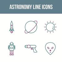 set di icone vettoriali linea di astronomia unica
