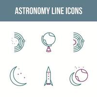 set di icone vettoriali linea di astronomia unica