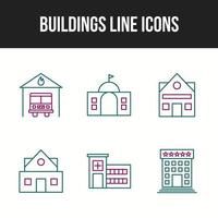 set di icone vettoriali di edifici e punti di riferimento unici
