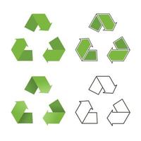 contorno e icona di riciclaggio di colore verde vettore