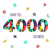 grazie follower numeri 4000 cartolina. vettore