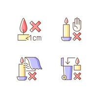 etichetta di sicurezza per candele fatte a mano set di icone di etichette manuali a colori rgb vettore