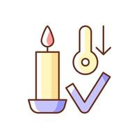 conservazione delle candele a temperatura ambiente icona etichetta manuale colore rgb vettore