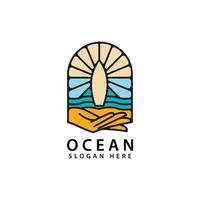 modello di logo di arte di linea delle onde dell'oceano vettore