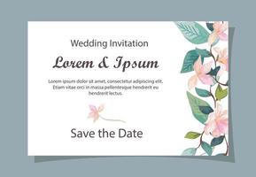 carta di invito a nozze con decorazione floreale vettore