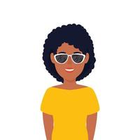 bella donna afro con occhiali da sole icona personaggio avatar vettore