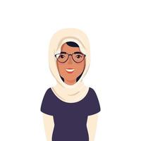 bella donna musulmana con gli occhiali avatar personaggio icona vettore
