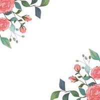 cornice di rose con rami e foglie icona isolata vettore