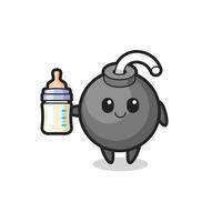 personaggio dei cartoni animati bomba bambino con bottiglia di latte vettore
