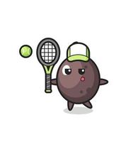 personaggio dei cartoni animati di oliva nera come giocatore di tennis vettore