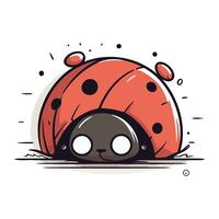 carino cartone animato coccinella isolato su bianca sfondo. vettore illustrazione.