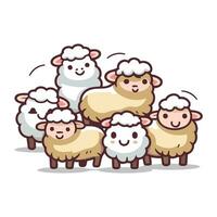 pecora famiglia. carino cartone animato pecore. vettore illustrazione.