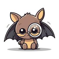 carino poco pipistrello personaggio cartone animato vettore illustrazione. carino animale mascotte.