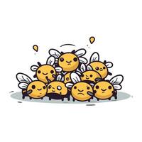 divertente ape gruppo. vettore illustrazione di carino cartone animato ape gruppo.