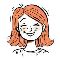 sorridente rosso dai capelli ragazza con chiuso occhi. vettore illustrazione.