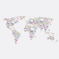 Mappa del mondo bianca fatta da palle, illustrazione vettoriale